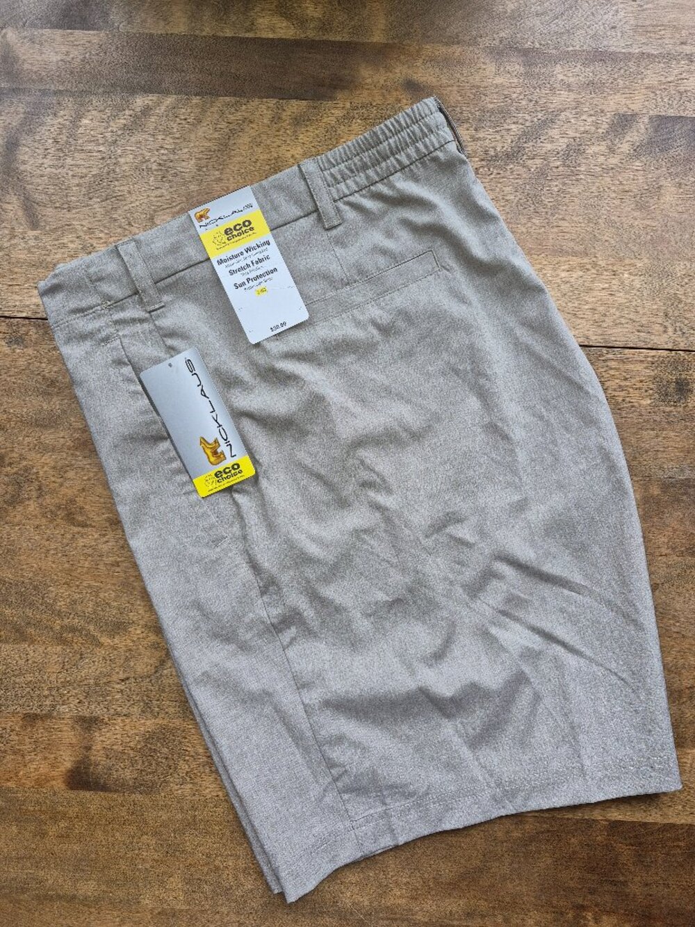 NWT Nicklaus Mens 40/8 Golf Shorts Heathered Khaki Eco Choice